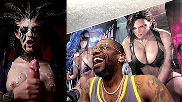 Diablo Lilith Jerking Off A BWC Until He Cums, AI Generated