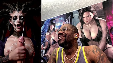 Diablo Lilith Jerking Off A BWC Until He Cums, AI Generated