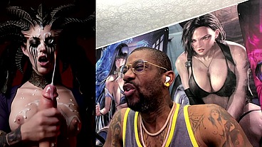 Diablo Lilith Jerking Off A BWC Until He Cums, AI Generated