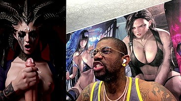 Diablo Lilith Jerking Off A BWC Until He Cums, AI Generated