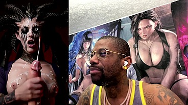 Diablo Lilith Jerking Off A BWC Until He Cums, AI Generated