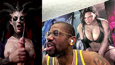 Diablo Lilith Jerking Off A BWC Until He Cums, AI Generated