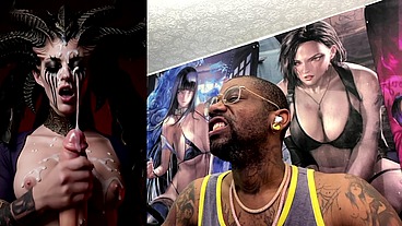 Diablo Lilith Jerking Off A BWC Until He Cums, AI Generated