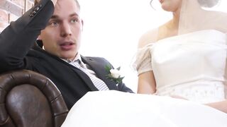 Beautiful bride fucks stranger while hubby cuckolds