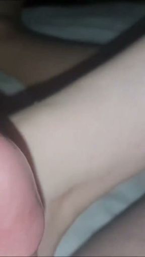 Naughty redhead sucks my cock and slaps a fist with her feet   Clip 1