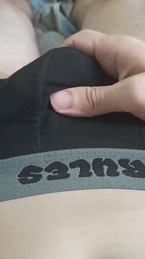 Guy Massages His Dick Through His Underpants