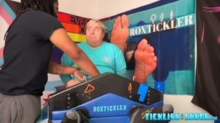 Black amateur tickle torments his restrained chubby dom Matt