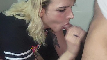 Two thugs caught a femboy and obliged him to perform oral sex on one of them until he ejaculated while the other filmed and acted as a voyeur