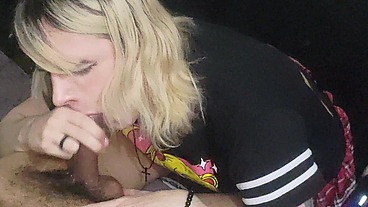 Two thugs caught a femboy and obliged him to perform oral sex on one of them until he ejaculated while the other filmed and acted as a voyeur