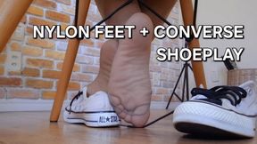POV Sheer Nylon Feet in Converse: Wrinkled Soles & Full Shoeplay