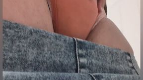 Pullup Wetting through Pink Panties & Jeggings