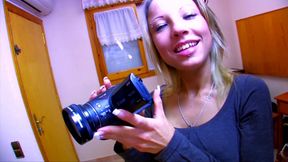 Blonde in high heels gets facial cum shot