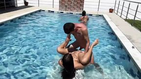 Stepsis swallows hubby's cock&#x1F346; while I'm poolside blissfully unaware