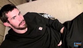 straightnakedthugs handsome bearded hunter strokes and blasts warm cum