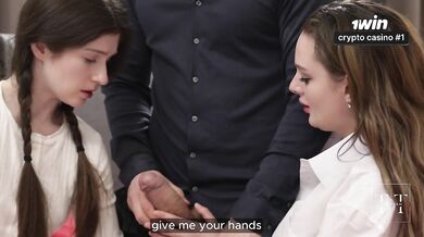 Stepdad Big Dick Destroys Cute Teen Pussies Creampie Threesome