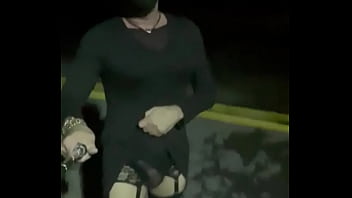 Crossdresser walking