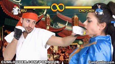 Marta La Croft and Nick Moreno star in a spicy Street Fighter cosplay parody with slaps and spanks