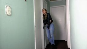 Desperate At The Bathroom Door (MP4 1080p) - Cadence Lux and Sinthia Bee