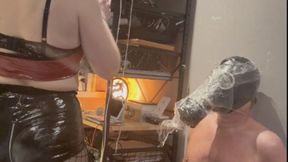 submissive slave training dildo sucking dildo fucking humiliation female domination breath play