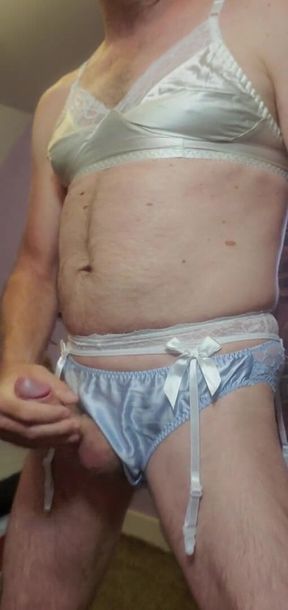Great Cum Shot Wearing My Blue Silk Panties