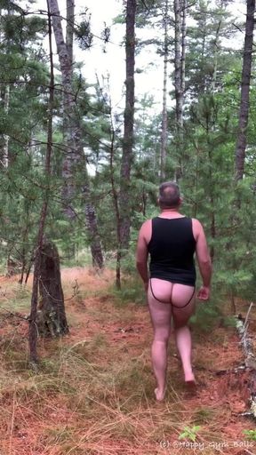 Showing my naked ass in the woods