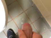 Me jerking off at public restroom stall and making a mess