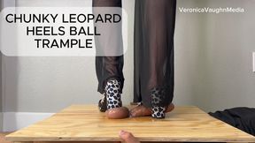 PAINFUL! Leopard Chunky Heels Close-Up COCK and BALL TRAMPLE