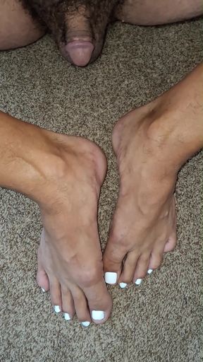 Taking off my socks and pissing on my painted toes