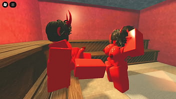 This demon girl seduces me with her hot oiled body in a sauna (Roblox)