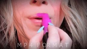 Bright Pink Lipstick Lip Smelling (HD) MP4