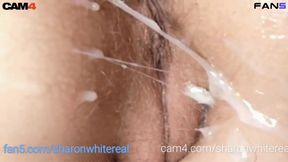 Enjoy a super close up cock cumming hard all over ass