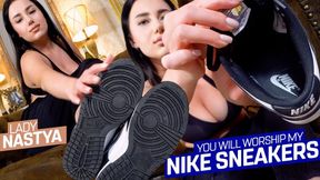 You now lick my Nike sneakers clean ( Shoe Worship POV with Lady Nastya ) - FULL HD MP4