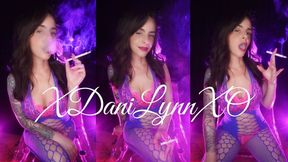 Smoking in Blue and Pink Lingerie