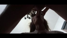 milf gives a quick blowjob with a cum explosion in her mouth