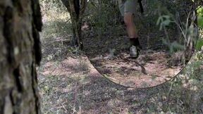 amateur boy caught jerking-off in the woods