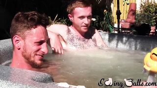 Big dicked Corey Gunz and Dom Ty jack off their dicks while in jacuzzi