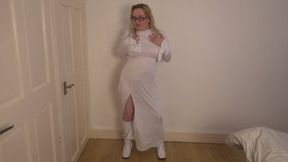 princess Leia Cosplay Dancing Striptease in PVC boots