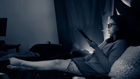 Beautiful Girl Smokes Cigarette in Noir Lighting