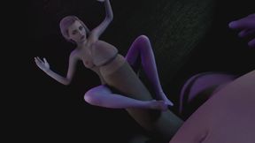 A blonde girl is trying her best to satisfy a giant's dick : 3D Porn