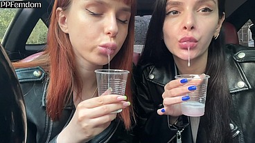 Bratty Girls Sofi and Kira Humiliate You and Order to Jerk Off on Their Saliva - POV Femdom And Spit Fetish