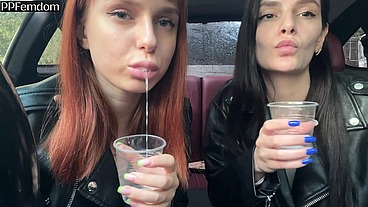 Bratty Girls Sofi and Kira Humiliate You and Order to Jerk Off on Their Saliva - POV Femdom And Spit Fetish