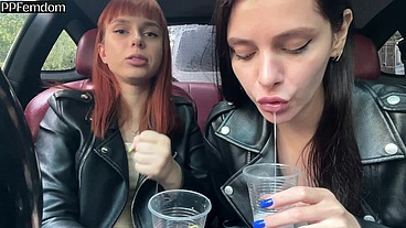 Bratty Girls Sofi and Kira Humiliate You and Order to Jerk Off on Their Saliva - POV Femdom And Spit Fetish