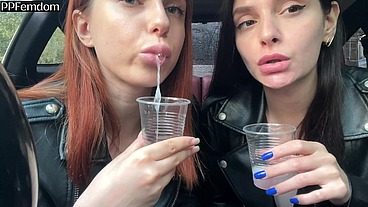 Bratty Girls Sofi and Kira Humiliate You and Order to Jerk Off on Their Saliva - POV Femdom And Spit Fetish