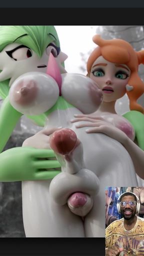 Transgender Big Breast Fuckemon Cums Hard While Getting Thigh Fucked