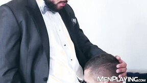 ”Suited hunk Emir Boscatto raw rides Sir Peters fat dick slab”