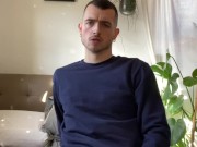 Twink slaps his thick cock around and then shoots his fat load all over himself.