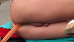 Risky Outside Sexy Sissy Ass Play Bottle of Bubbles Anal TS