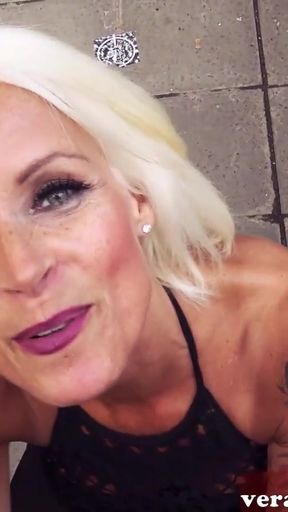 Captivating moment from &quot;Skinny german blonde milf slut seduces guy for public date&quot;