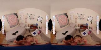 College co eds Aria Valencia and Eva Nyx have a naughty threesome!