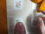 big cock cumshot on orange